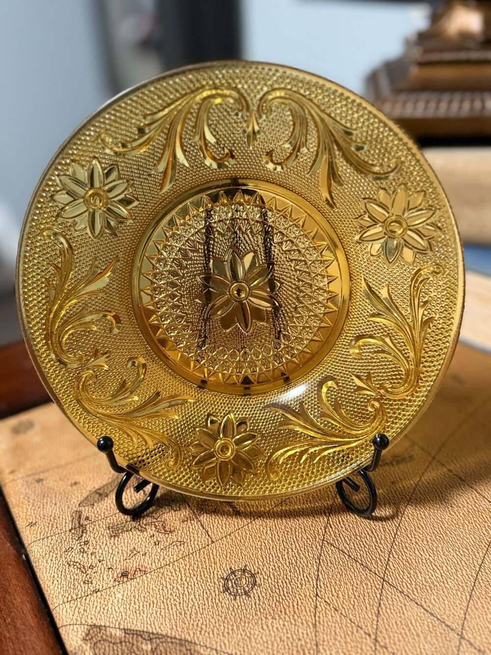 Indiana Glass Tiara Sandwich Plate Size 7.25 Amber Glass